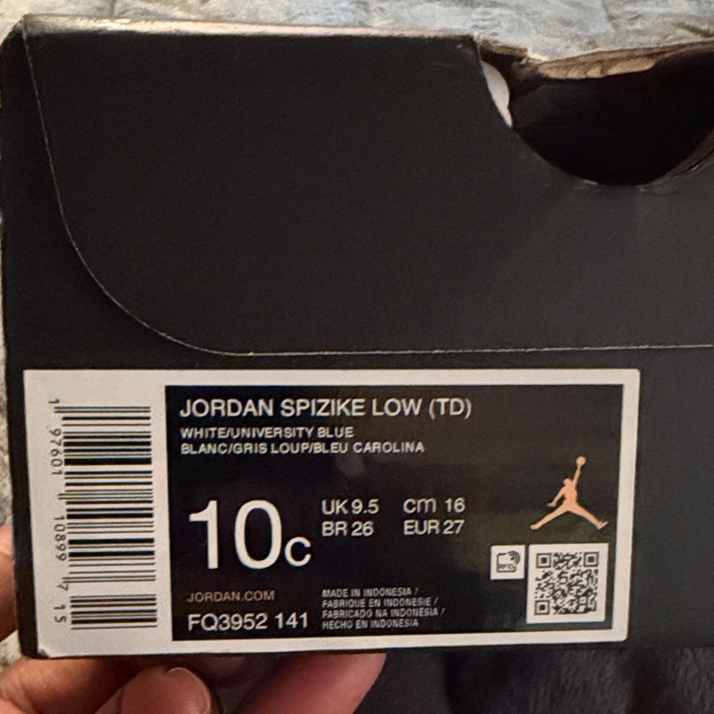 Jordan Spizike Low (TD) White/University Blue Box Label